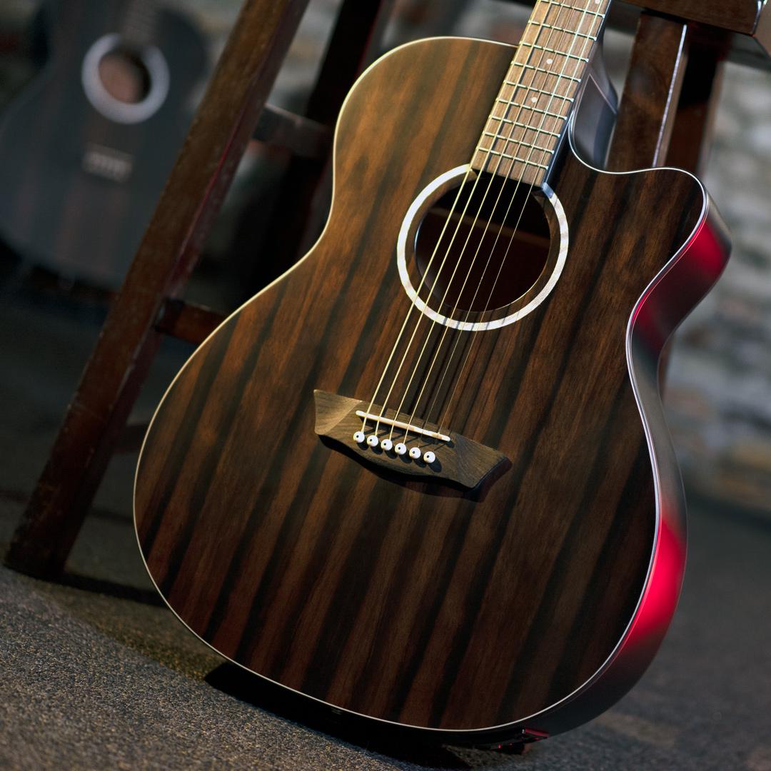 Washburn Deep Forest Ebony Ace Auditorium Acoustic Electric Guitar - WDFEACE-U