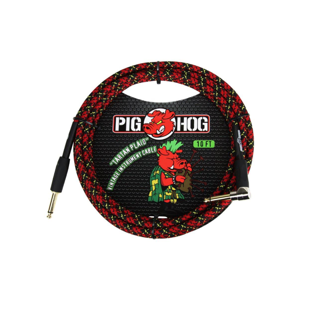 Pig Hog 10ft RA Woven Instrument Cable - Tartan Plaid