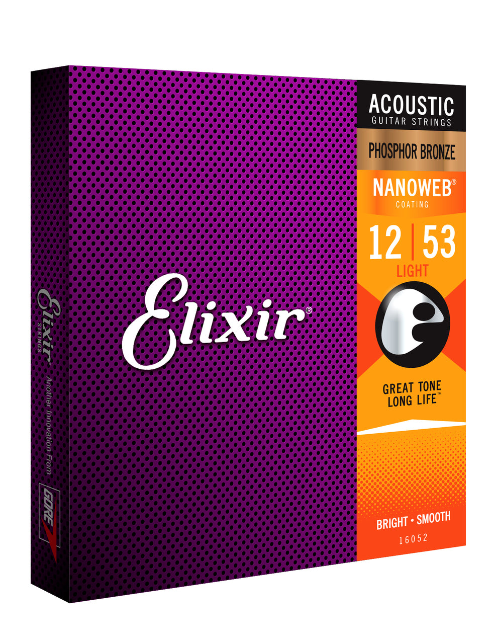 Elixir 16052 Nanoweb Phosphor Bronze Acoustic Guitar String Set Light 12-53