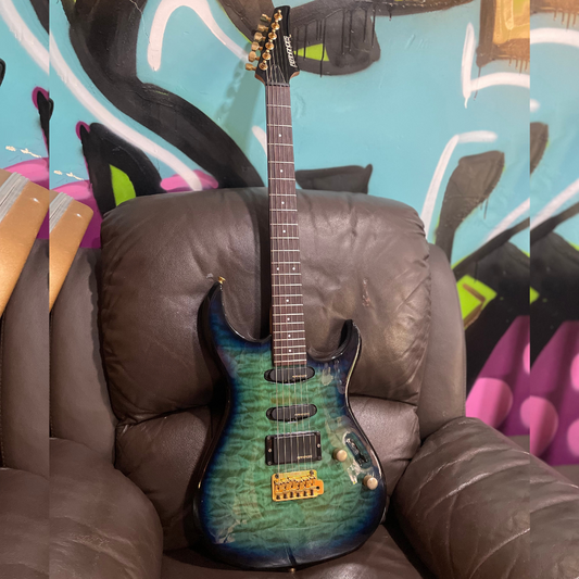 1990s Fernandes Japan FGZ-420 Super Strat - Blue Lagoon