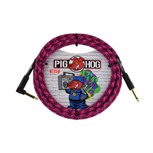 Pig Hog 20ft RA Woven Instrument Cable - Graffiti Pink