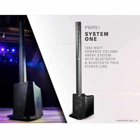 Powerwerks System One 1050 Watt Active Column Array PA w/Bluetooth PWRS1