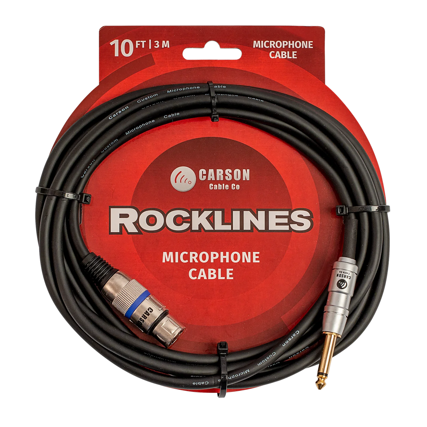 Carson Rocklines 10ft XLR (F) to 1/4" Jack (TS) Cable