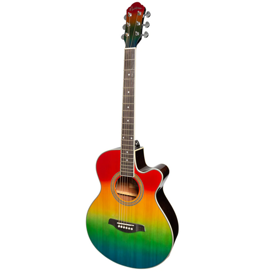 Martinez '41 Series' Folk Size Cutaway Acoustic-Electric Guitar - Rainbow Burst